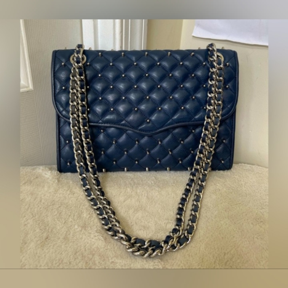 Rebecca Minkoff Quilted Crossbody - Studs And Navy Blue - Picture 3 of 14
